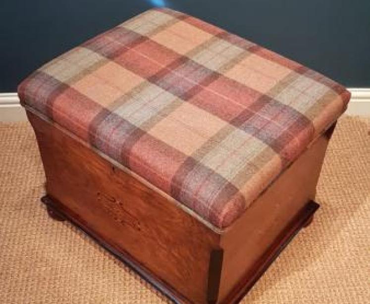 Victorian Inlaid Walnut Ottoman Stool - Image 4