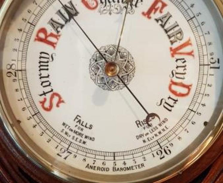 Large Antique Carved Oak Aneroid Barometer - Image 3