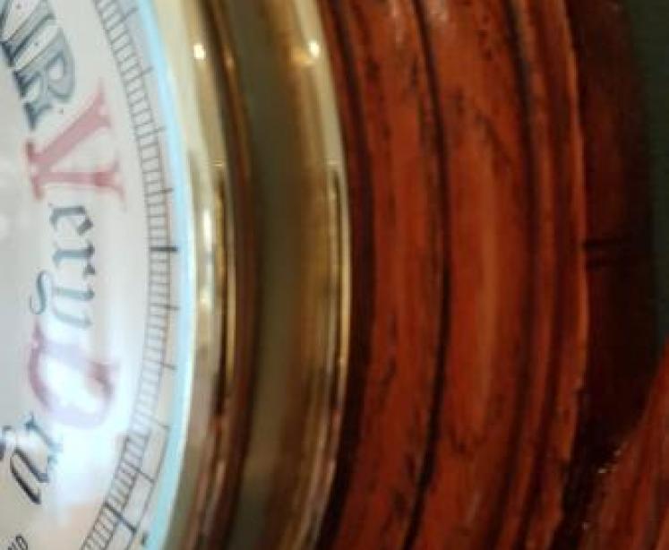 Large Antique Carved Oak Aneroid Barometer - Image 5