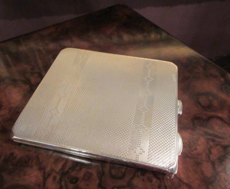 Superb George V Silver & Blue Enamel Chequered Case - Image 4