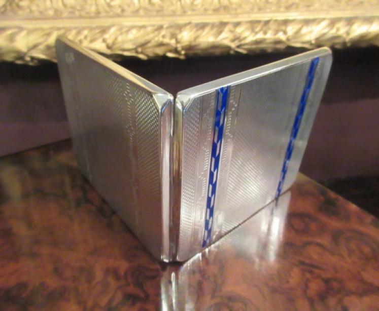 Superb George V Silver & Blue Enamel Chequered Case - Image 7