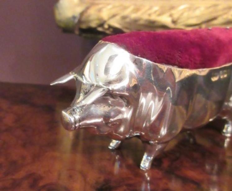 Larger Edwardian Silver 'Pig' Pin Cushion - Image 6