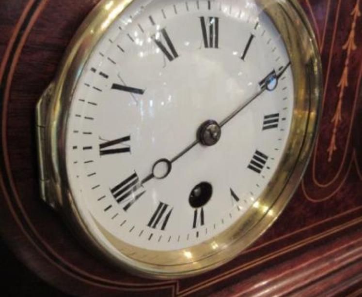 Top Quality Antique Mahogany Inlaid Clock Barometer - Image 4