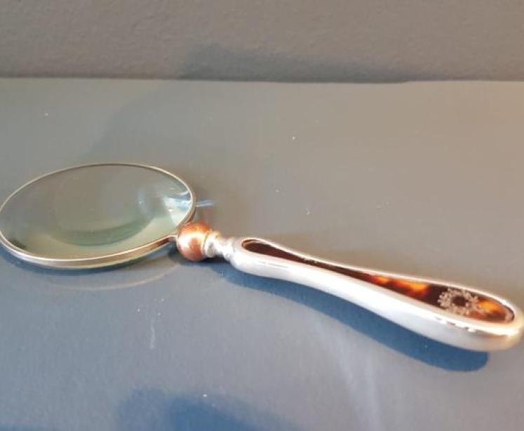 Silver and Tortoise Shell Handle Magnifying Glass - Image 1