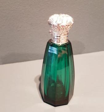 Victorian Emerald Green Crystal and Silver Scent Bottle