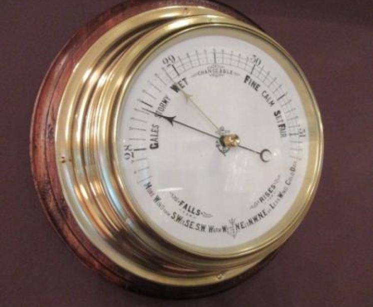 Victorian Brass Bulkhead Marine Barometer - Image 1