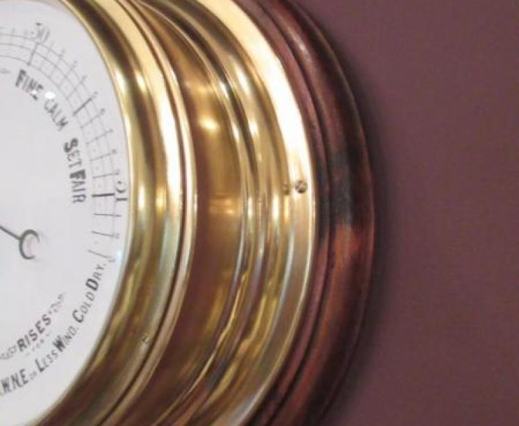 Victorian Brass Bulkhead Marine Barometer - Image 6