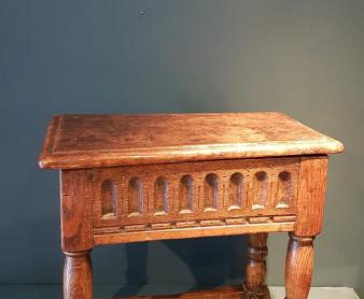 George I Style Oak Box Stool - Image 5