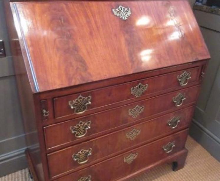 Fine George III Period Flame Mahogany Bureau Bookcase - Image 4