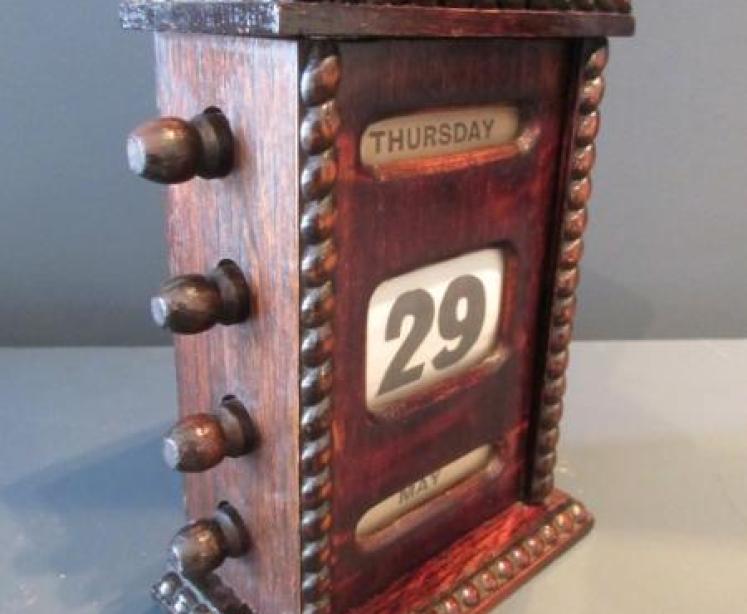 Edwardian Period Oak Perpetual Desk Calendar - Image 6