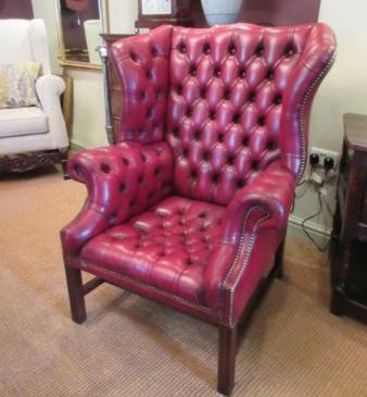 Antique Leather Chesterfield Wing Armchair