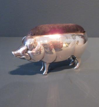 Edwardian Period Silver 'Pig' Pin Cushion