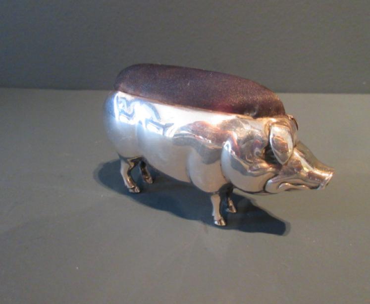Edwardian Period Silver 'Pig' Pin Cushion - Image 6