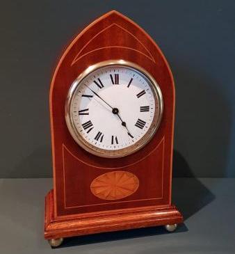Edwardian Period Sheraton Inlaid Mantel Clock