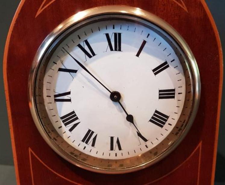 Edwardian Period Sheraton Inlaid Mantel Clock - Image 4