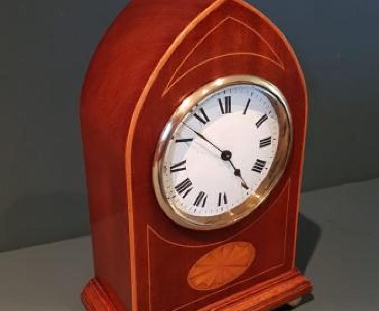 Edwardian Period Sheraton Inlaid Mantel Clock - Image 6
