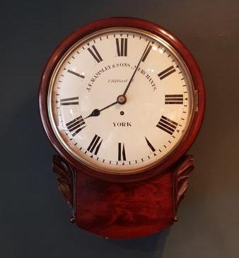 Early Victorian Mahogany Single Fusee Drop Dial Wall Clock