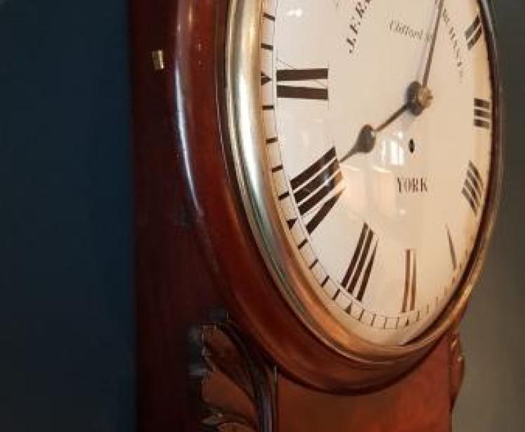 Early Victorian Mahogany Single Fusee Drop Dial Wall Clock - Image 2