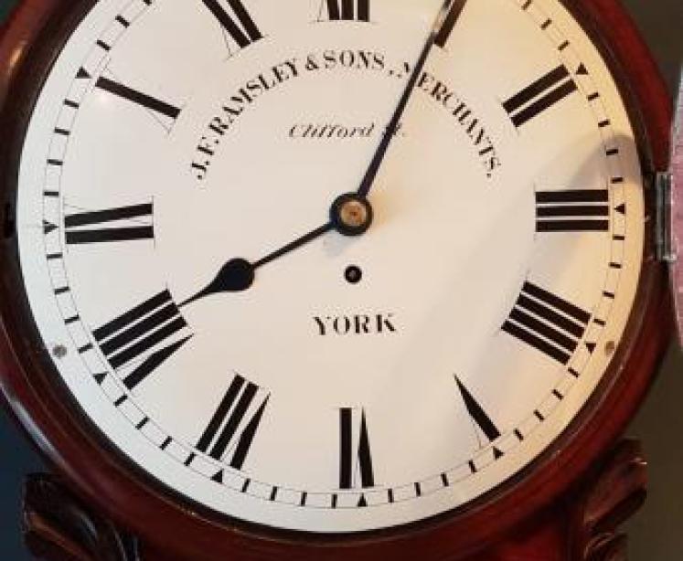 Early Victorian Mahogany Single Fusee Drop Dial Wall Clock - Image 4