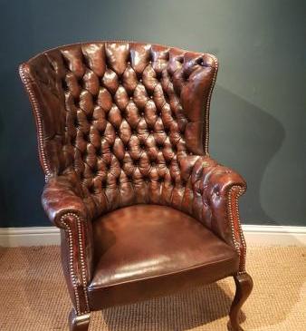 Superb 1920's Antique Leather Arm Chair