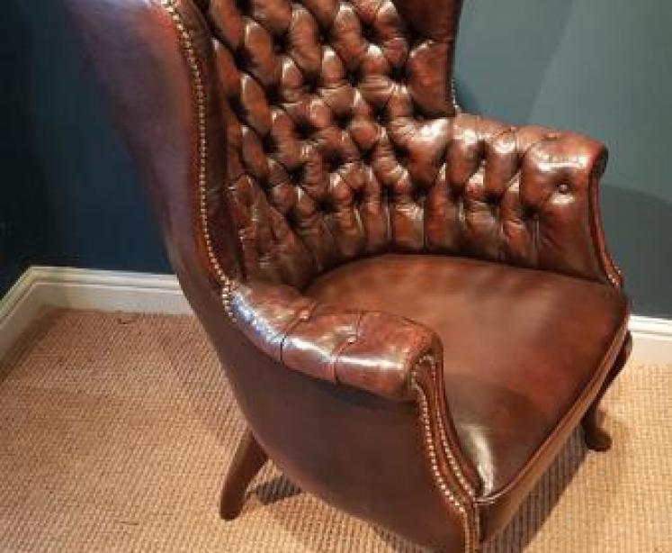 Superb 1920's Antique Leather Arm Chair - Image 2