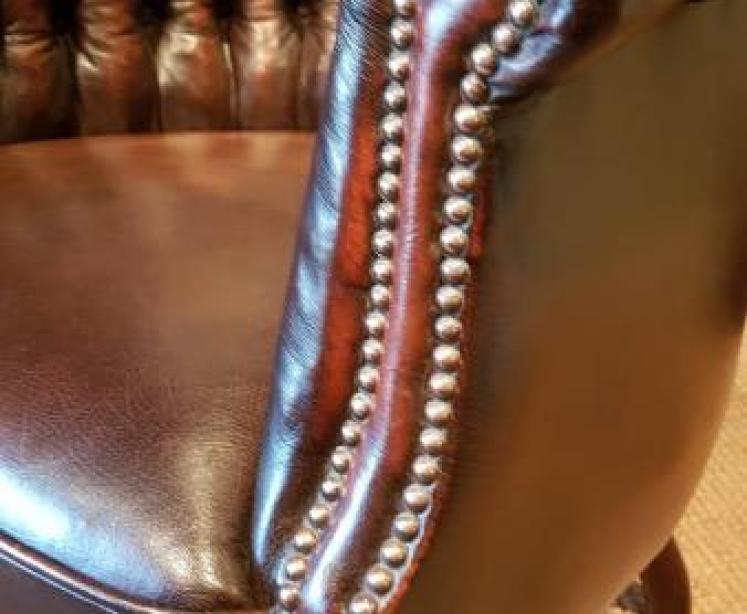 Superb 1920's Antique Leather Arm Chair - Image 5