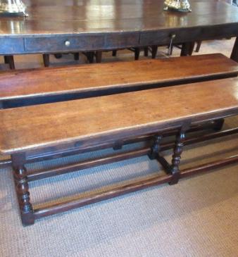 Pair of George III Period Oak Benches