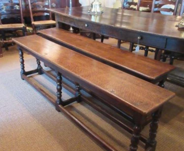 Pair of George III Period Oak Benches - Image 2