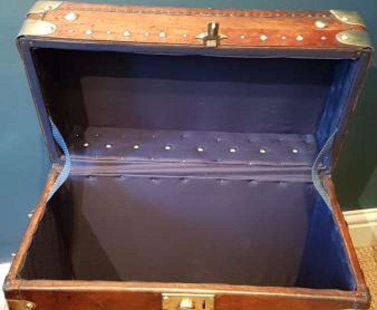 Pair of Antique Leather Bound Military Trunks - Image 6