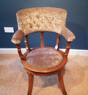 Victorian upholstered Oak Desk Chair