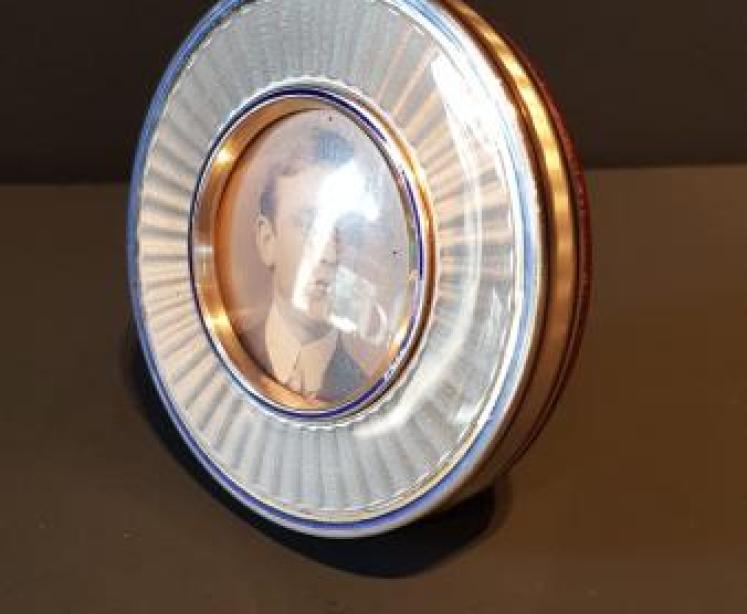 Silver and Pale Blue Engine Turned Enamel Photo Frame - Image 3