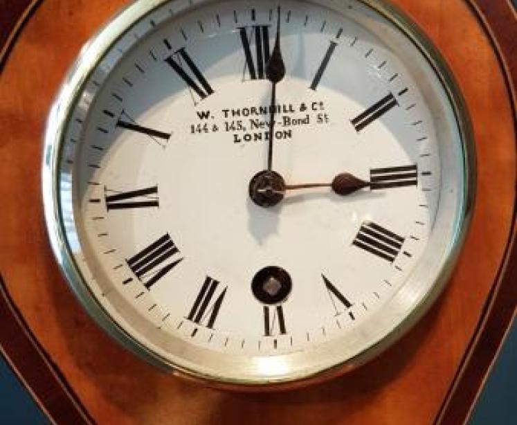 Fine Quality Small Edwardian Satinwood Balloon Clock - Image 3