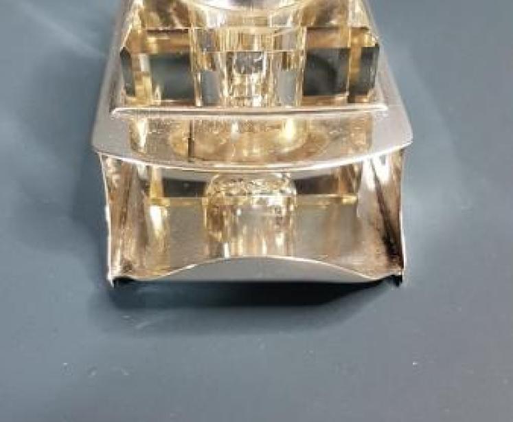 Late Victorian Silver and Cut Glass Inkwell - Image 4