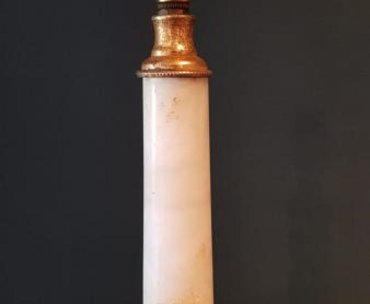 Matching Pair of 1920's Alabaster and Ormolu Table Lamps - Image 3