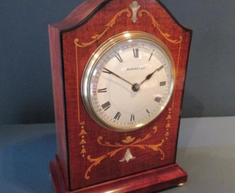 Fine Edwardian Period Sheraton Inlaid Mantel Clock - Image 1