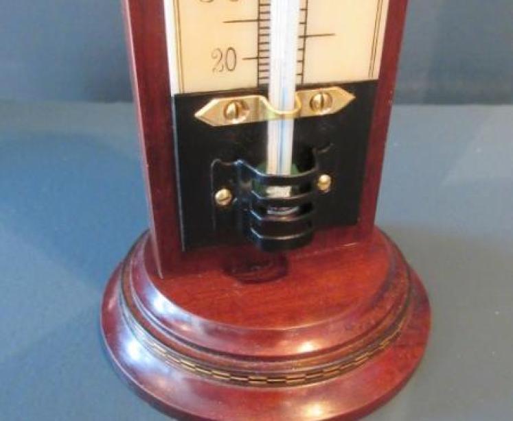 Antique Desk Top Mahogany & Bone Scale Thermometer - Image 3