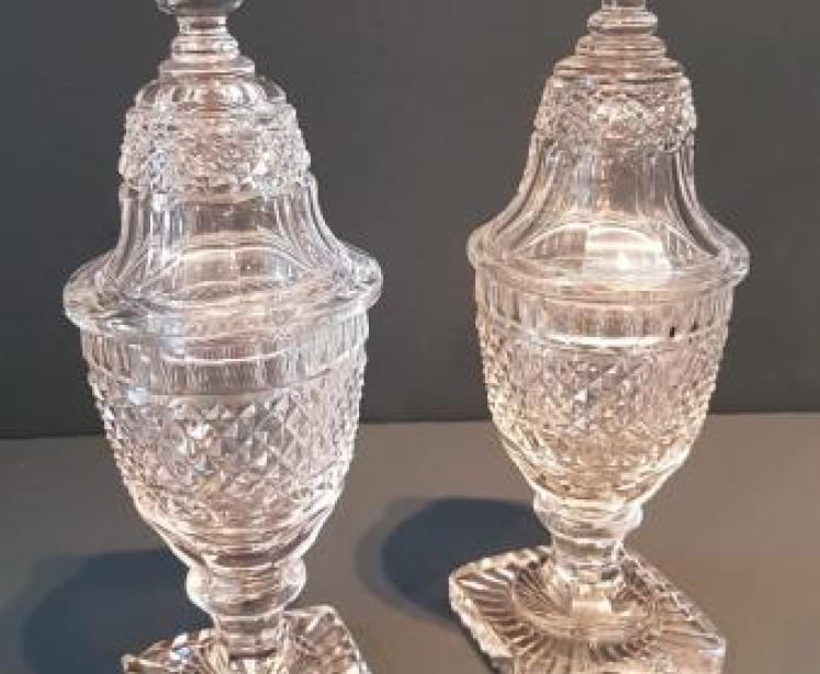 Pair of Early Victorian Cut Crystal Sweet Meat Dishes - Image 1