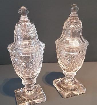Pair of Early Victorian Cut Crystal Sweet Meat Dishes