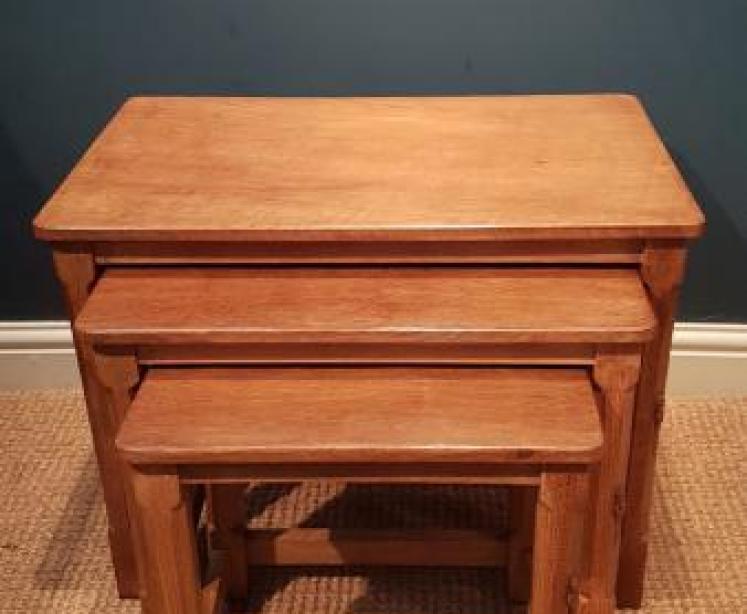 Nest of Original Thompson's of Kilburn Mouseman Tables - Image 1