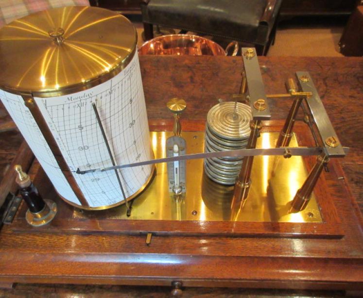 Rare Large Antique Solid Oak 'Micro' Barograph - Image 4