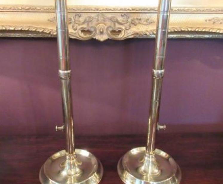 Tall Pair of George III Period Rise & Fall Candlesticks - Image 1