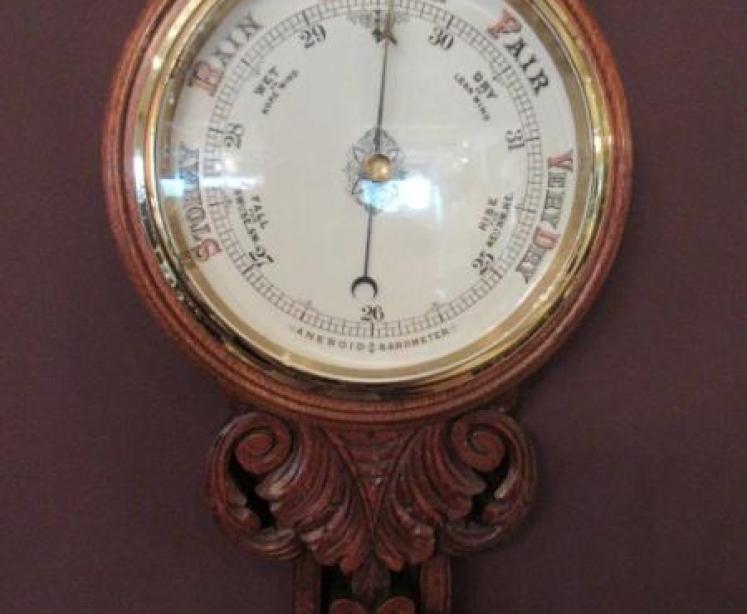 Top Quality Antique Polished Oak Banjo Barometer - Image 5