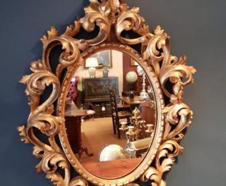 Edwardian Timber Gilt Rocco Style Mirror - Image 1