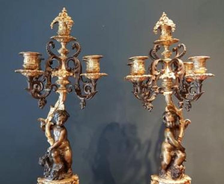 Outstanding Pair of Ormolu & Bronze Candelabra - Image 1