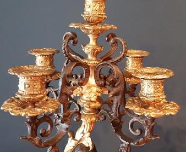 Outstanding Pair of Ormolu & Bronze Candelabra - Image 4