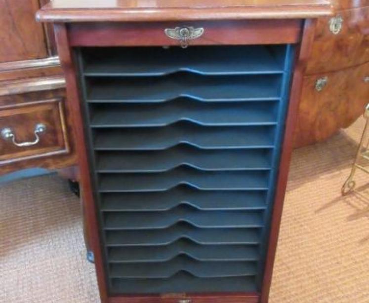 Antique 1920's Mahogany Tambour Filing Cabinet - Image 1