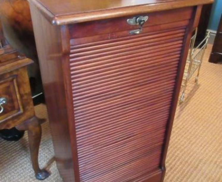 Antique 1920's Mahogany Tambour Filing Cabinet - Image 3