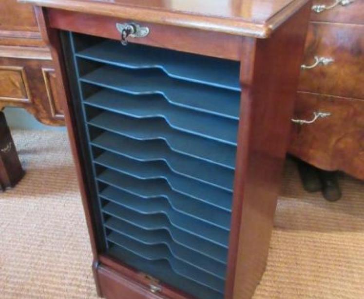 Antique 1920's Mahogany Tambour Filing Cabinet - Image 7
