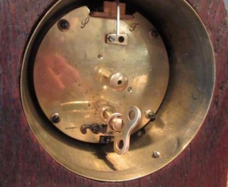 Edwardian Polished Oak Sheraton Inlaid Mantel Clock - Image 5