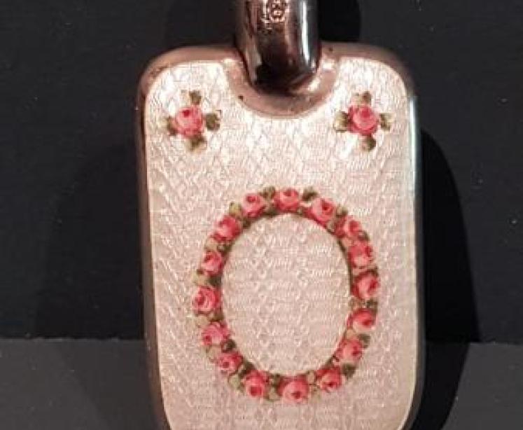 Antique Engine Turned Enamel Silver Pocket Scent Bottle - Image 1